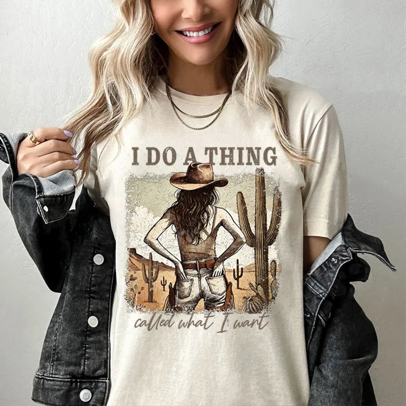 Cowgirl T-shirts Women Summer Short Sleeve T-shirt Funny Mothers Day Retro Clothing Harajuku Cowgirl Fashion Casual Tops Tees