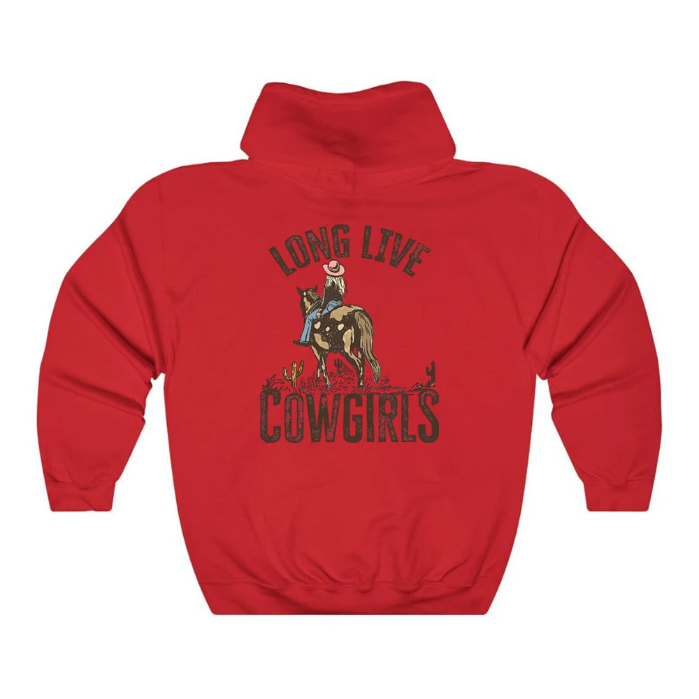 Long Live Cowgirls Hoodie Western Desert Hooded Sweatshirt Vintage Cactus Cowgirl Pullover Wild West Country Girl Trendy Hoodies