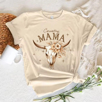 Cowgirl T-shirts Women Summer Short Sleeve T-shirt Funny Mothers Day Retro Clothing Harajuku Cowgirl Fashion Casual Tops Tees