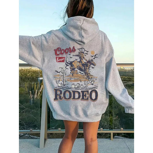 Cowboy Print Hoodie Women's Denim in Print Hooded Sweatshirt Cross-Border  Fashion Spring 2026 Ladies' Casual Wear