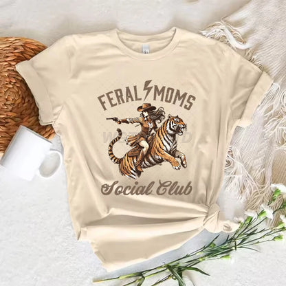 Cowgirl T-shirts Women Summer Short Sleeve T-shirt Funny Mothers Day Retro Clothing Harajuku Cowgirl Fashion Casual Tops Tees